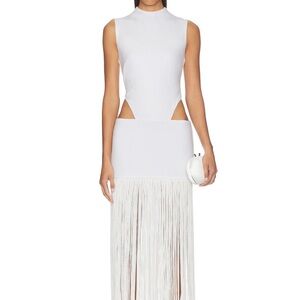 NBD White Fringe Maxi Dress